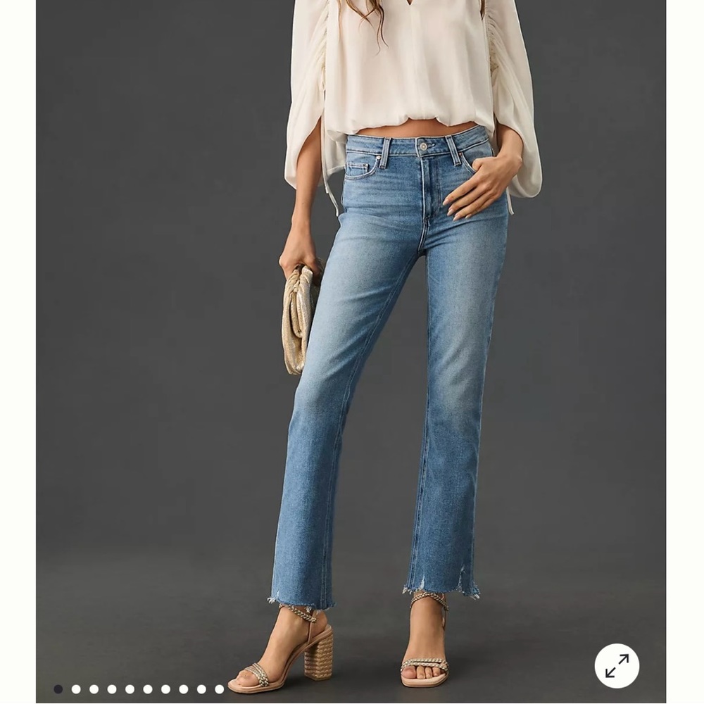 Paige Cindy High-Rise Raw Hem Straight Leg Jeans